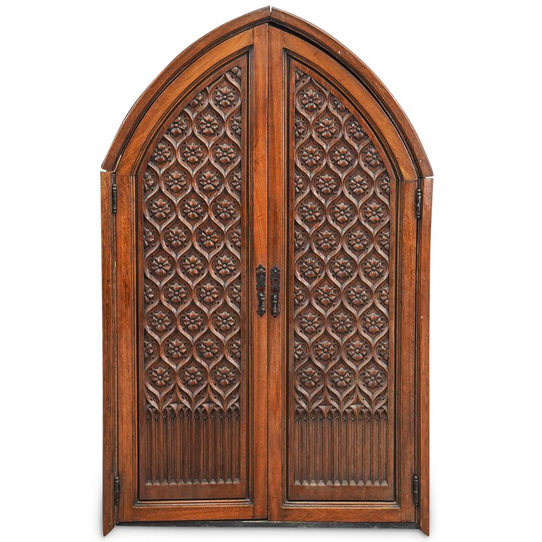 Antique Arched Wood Carved Church Doors (1 of 5)