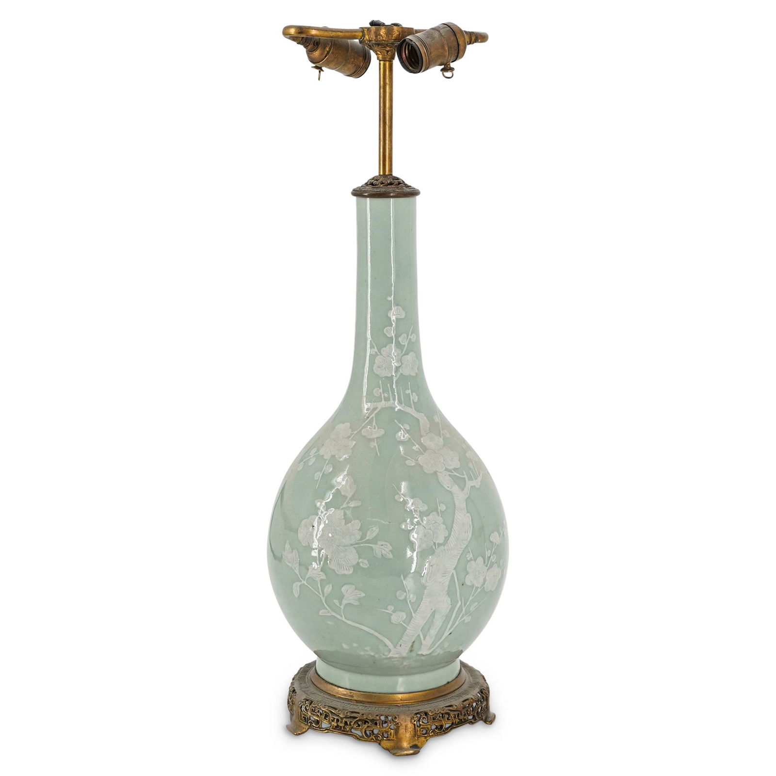 19th Cent. Chinese Celadon Paste Design Lamp Base (1 of 4)