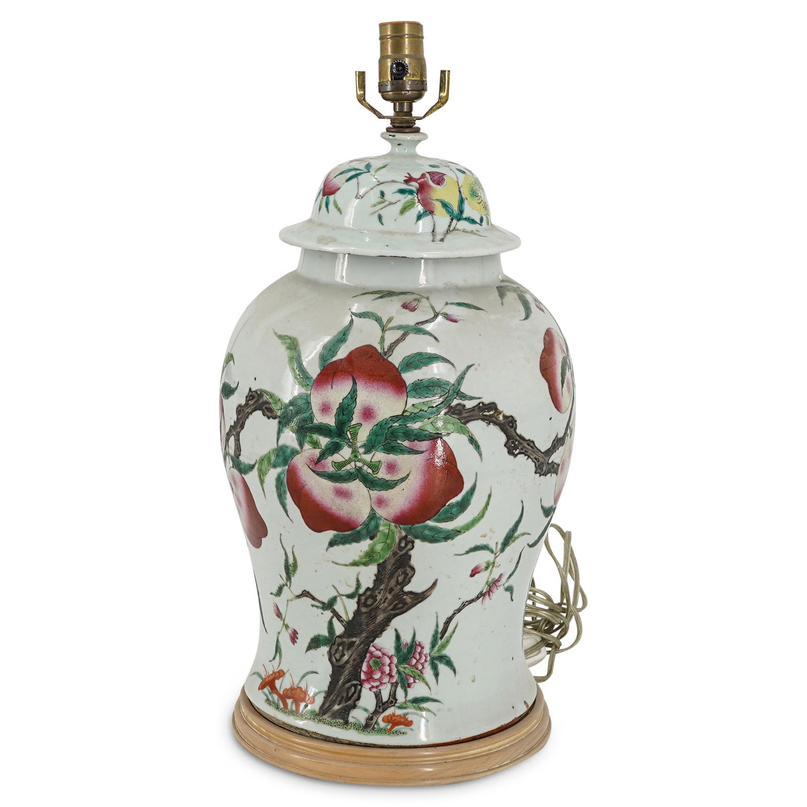 19th Cent. Famille Rose Lidded Jar Lamp (1 of 6)