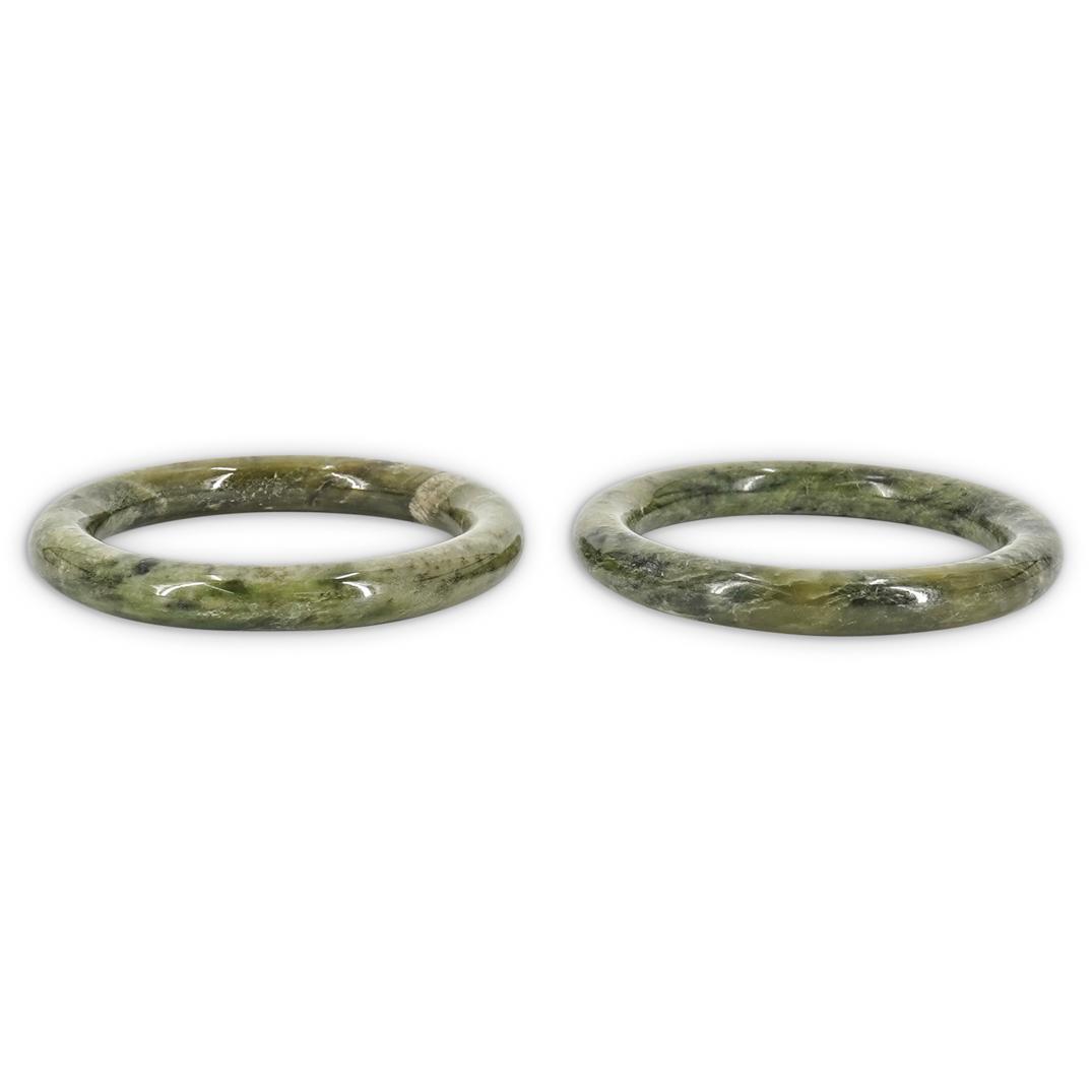(2 Pc) Chinese Spinach Jade Bangles (1 of 5)