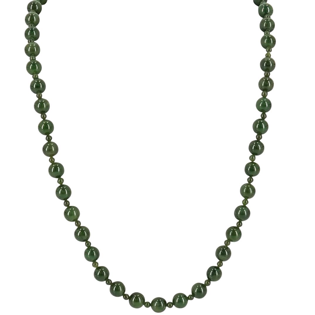 Chinese Emerald Green Jadeite Beaded Necklace (1 of 4)