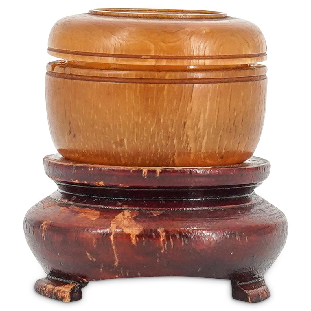19th Century Horn Opium Box On Wooden Stand (1 of 5)