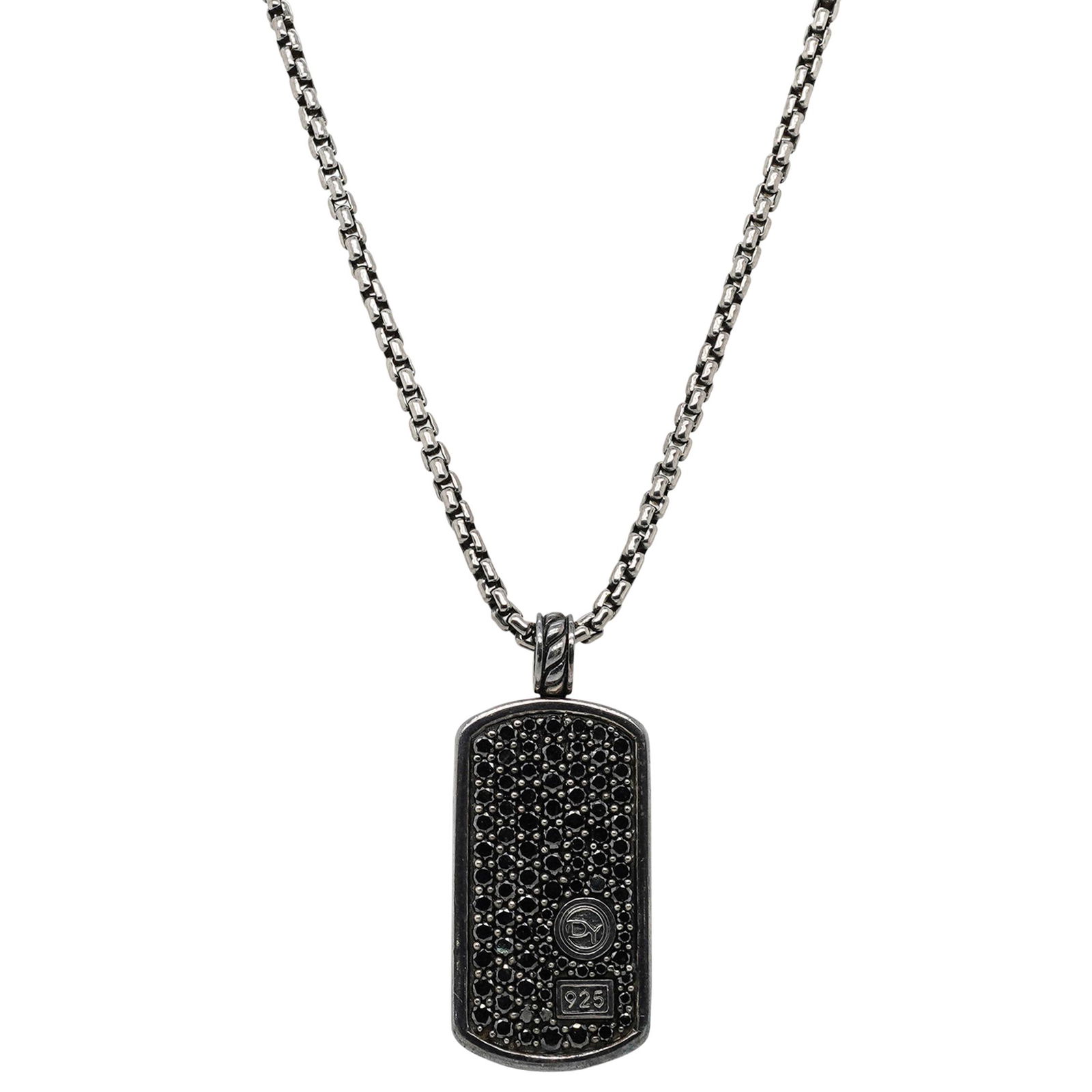 David Yurman Sterling and Black Diamond Dog Tag with (1 of 4)
