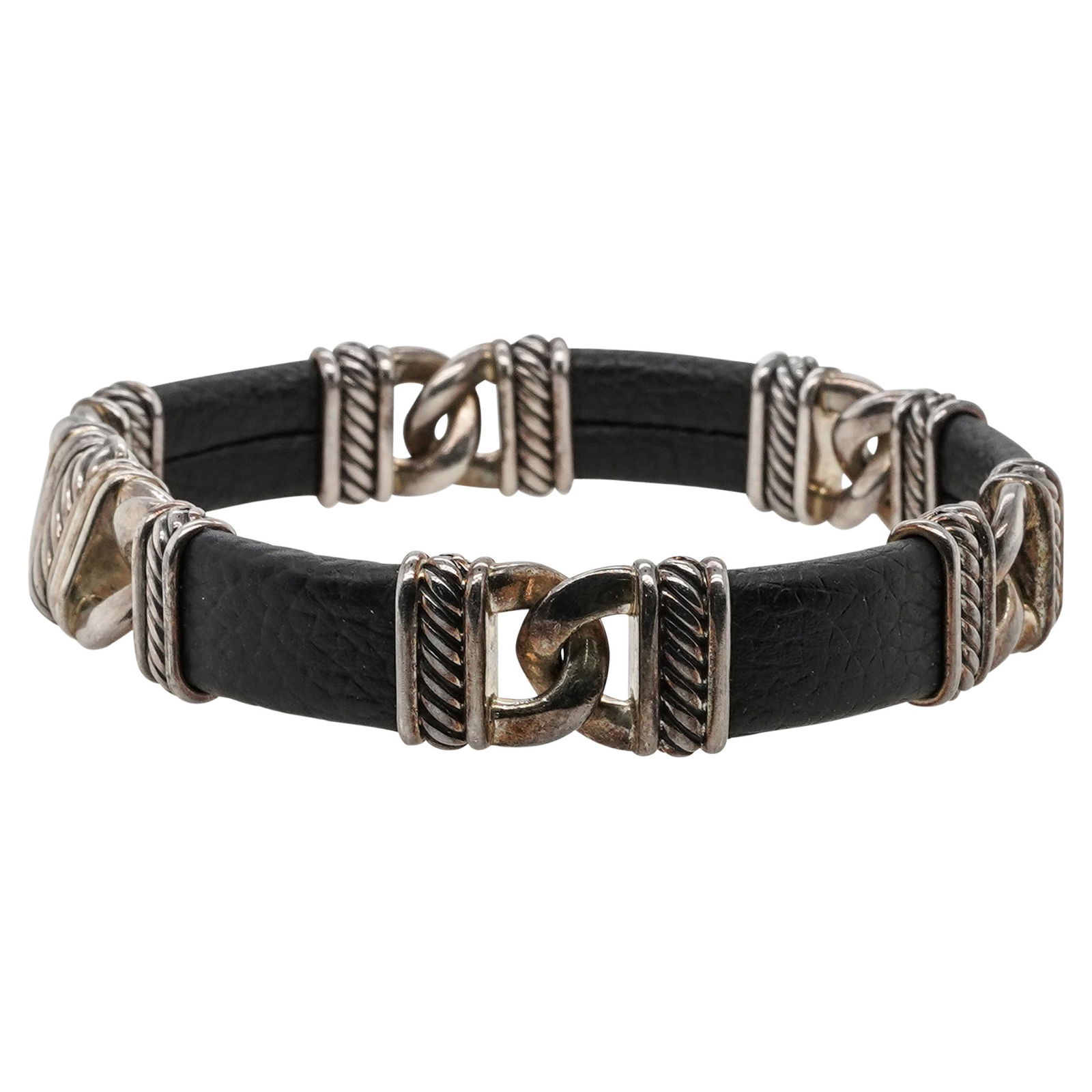 David Yurman Sterling Silver and Leather Bracelet (1 of 3)