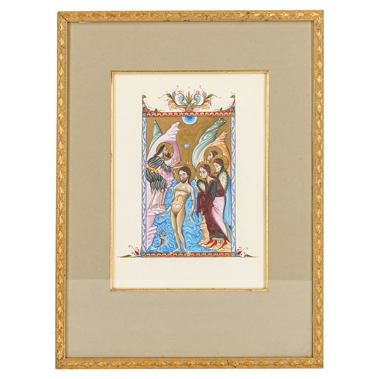 Antique Framed Icon Depicting The Baptism Of Christ (1 of 6)