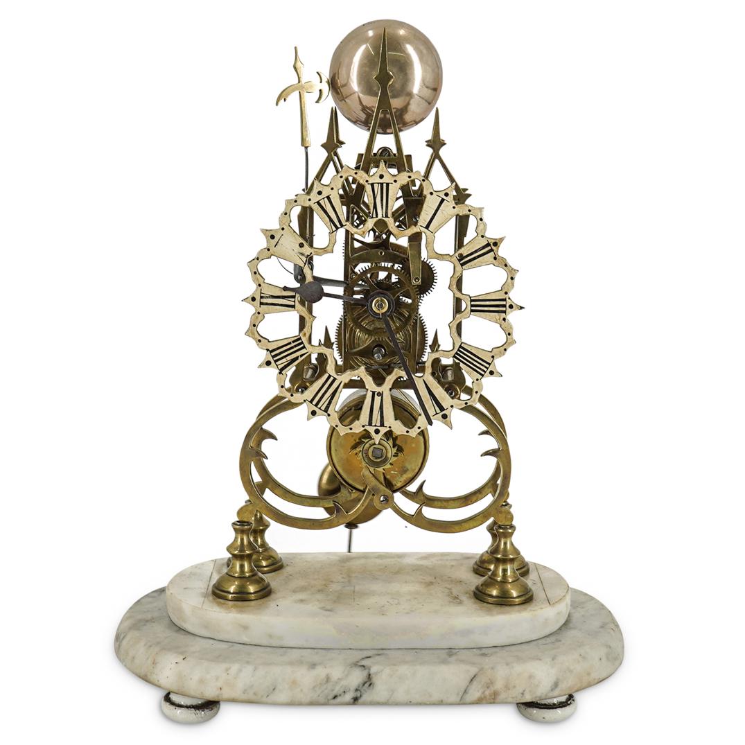 19th Cent. English Skeleton Fusee Movement Mantel Clock (1 of 9)