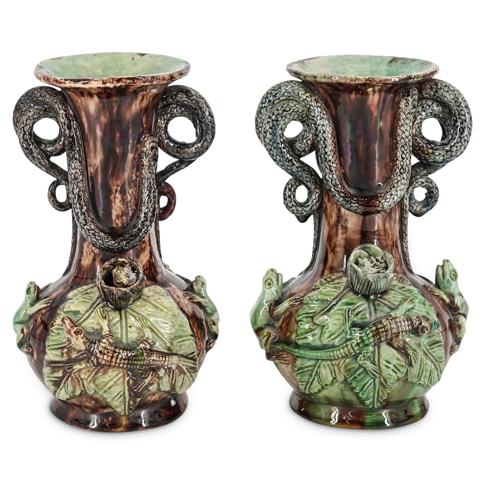 (2 Pc) Antique M. Mafra (Portuguese, 1830) Pottery (1 of 9)