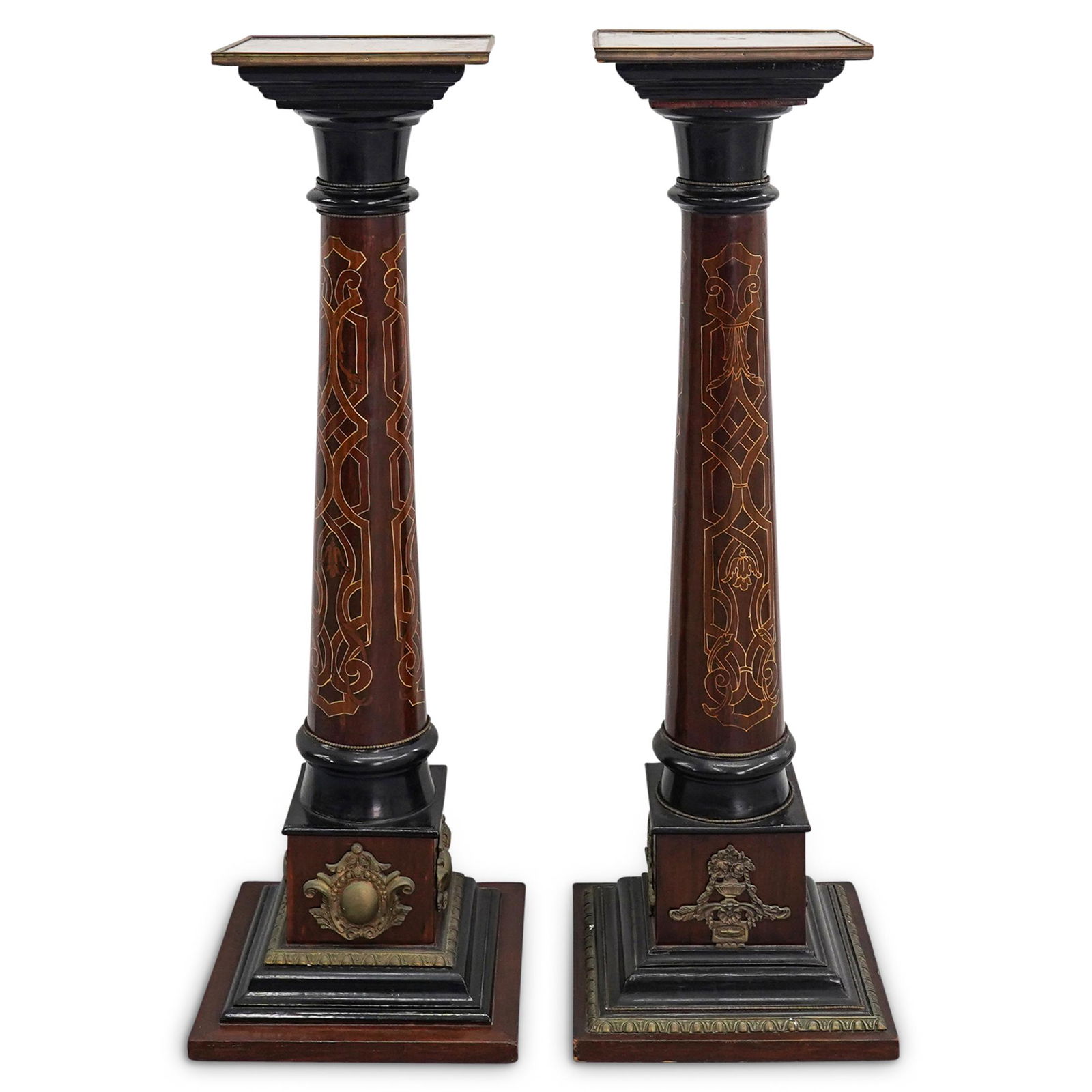 (2 Pc) English Painted Wooden Pedestals (1 of 6)