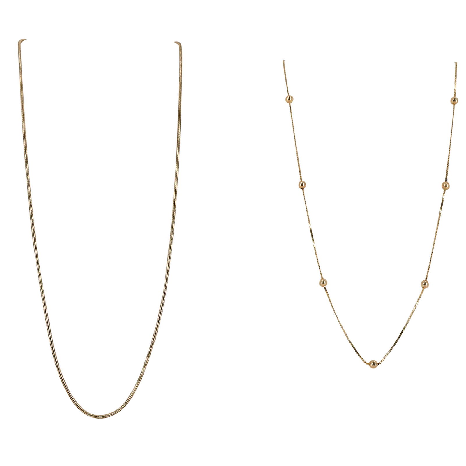 (2 Pc) Italian 14k Gold Chain Necklaces (1 of 5)