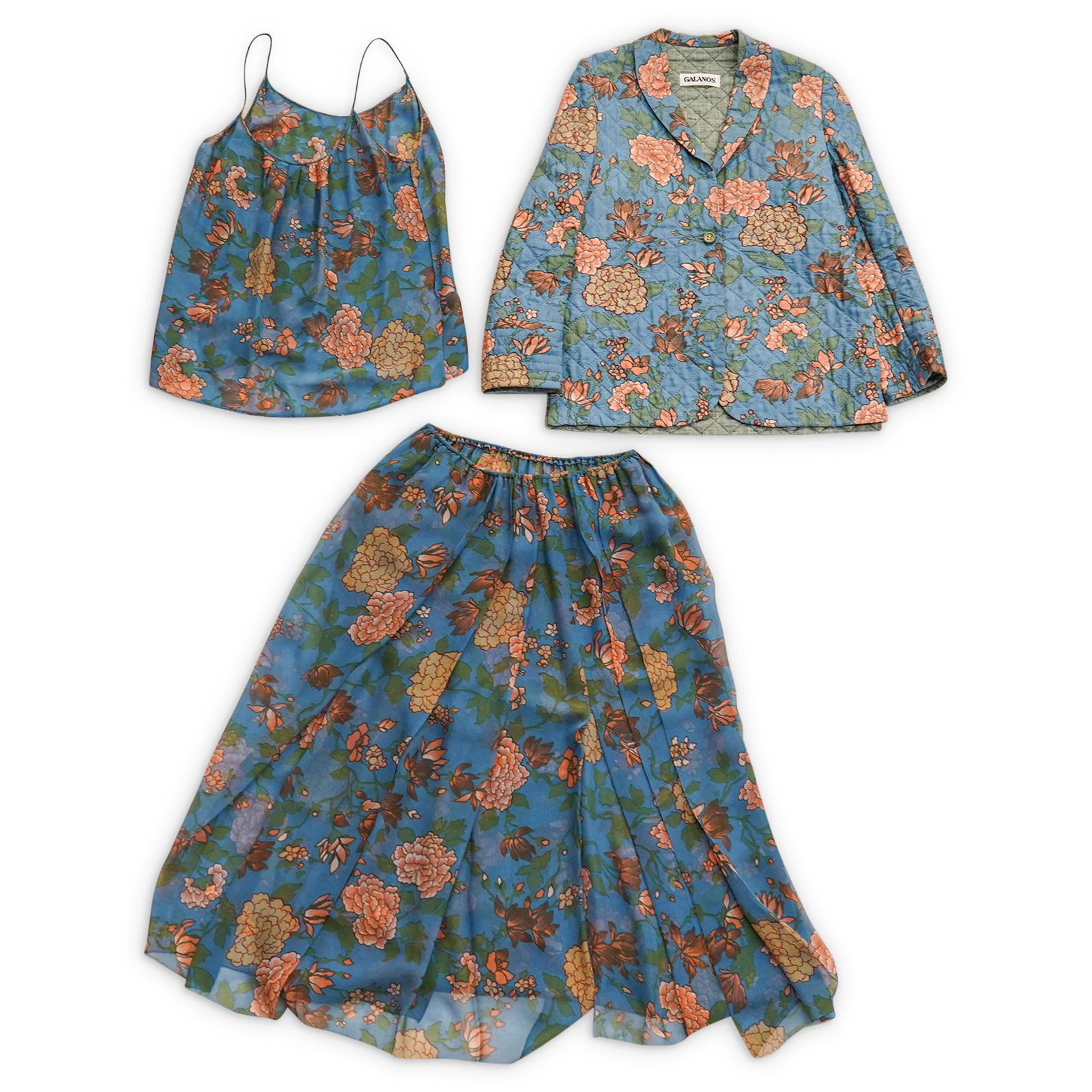 (3 Pc) Galanos Ladies Jacket, Blouse & Skirt Set (1 of 6)