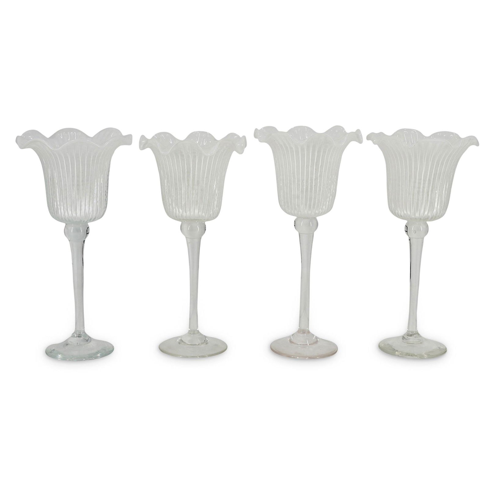 (4 Pc) Murano White-Bowled Glass Stemware (1 of 6)