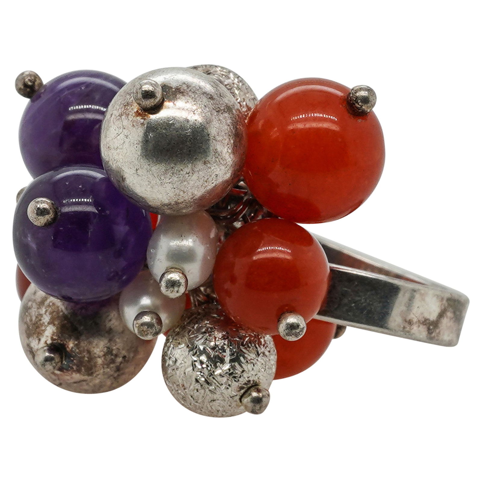 Sterling Silver & Gemstone Beaded Ring (1 of 3)