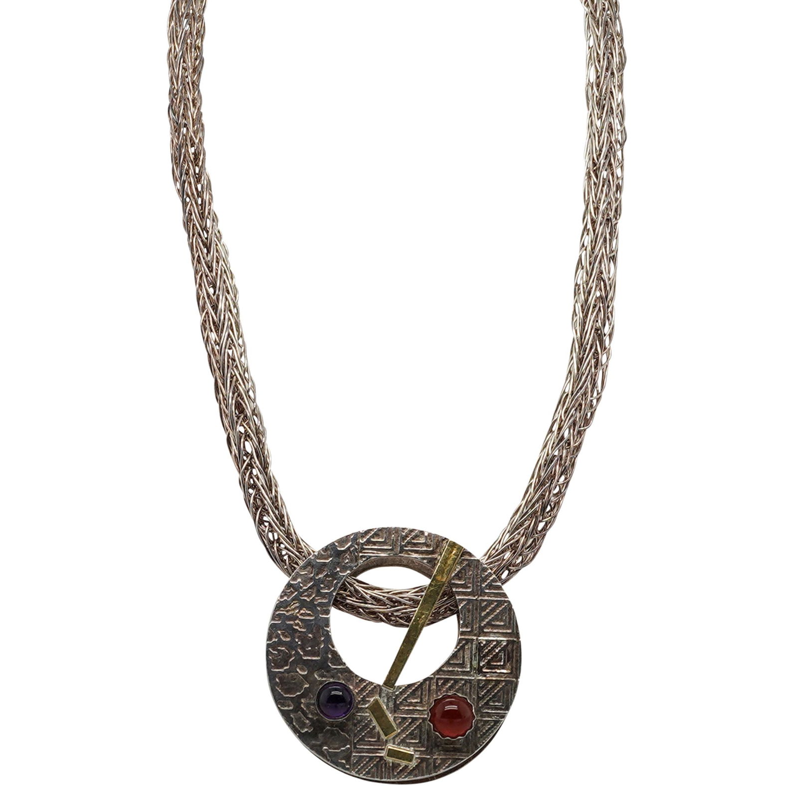 Modernist Sterling Silver And 18K Gold Designer Pendant (1 of 6)