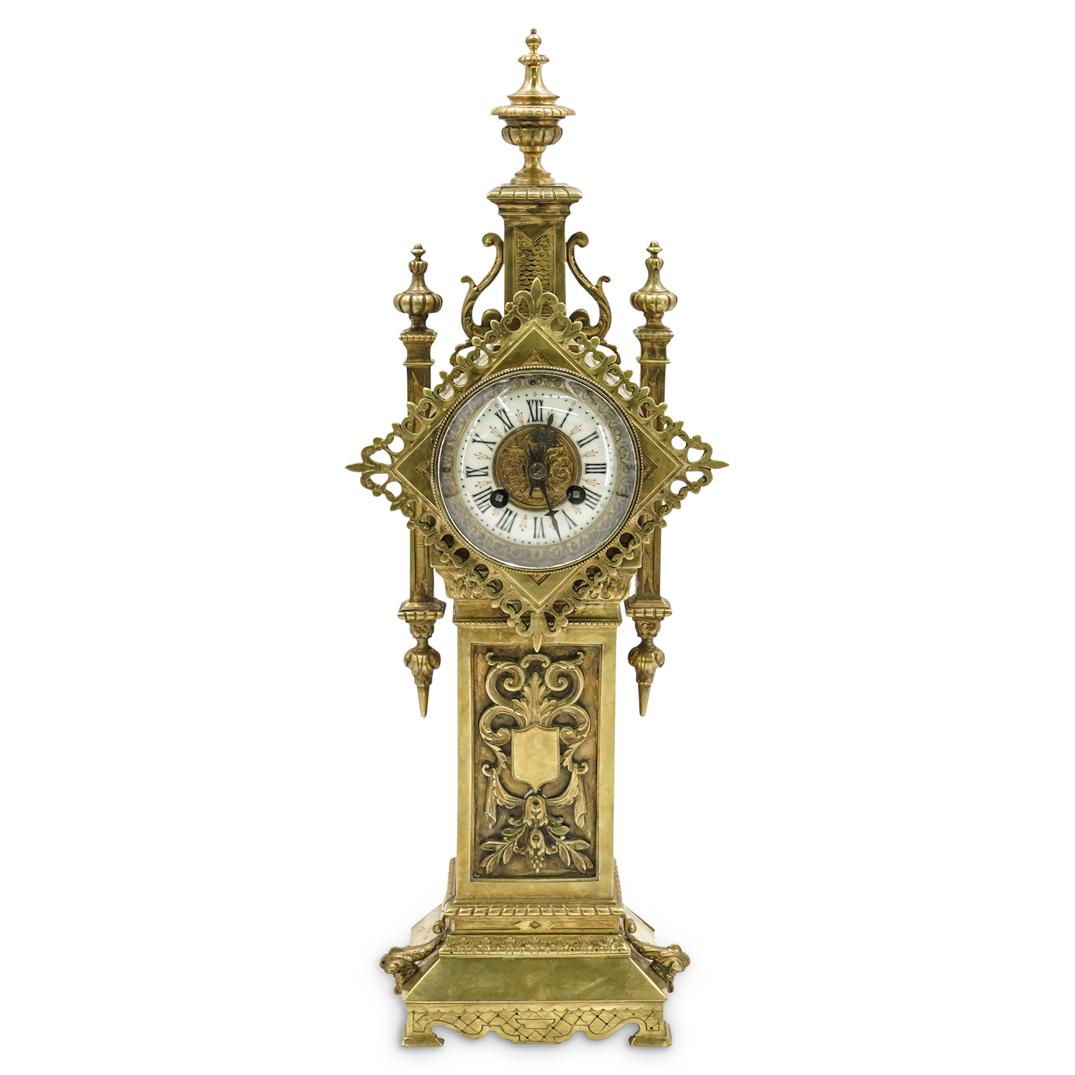 French A1 Brass Eight Day Mantel Clock (1 of 8)