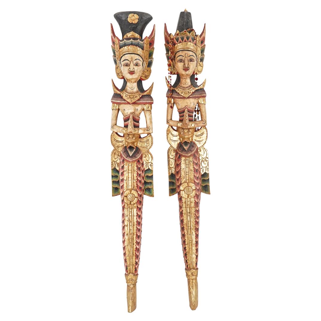 (2 Pc) Indonesian Hand Carved Wood Wall Plaques (1 of 6)