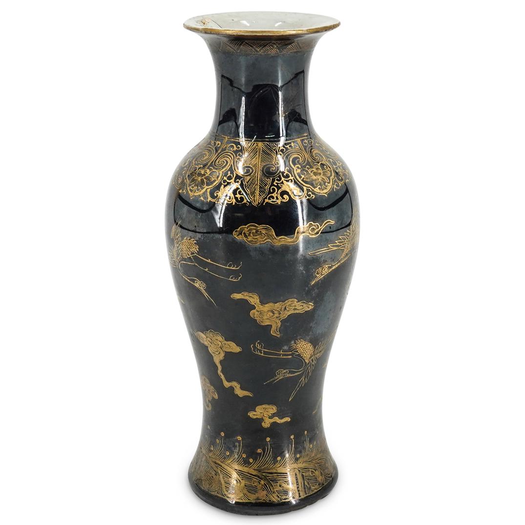 19th Cent. Chinese Mirror Black Porcelain Vase (1 of 7)