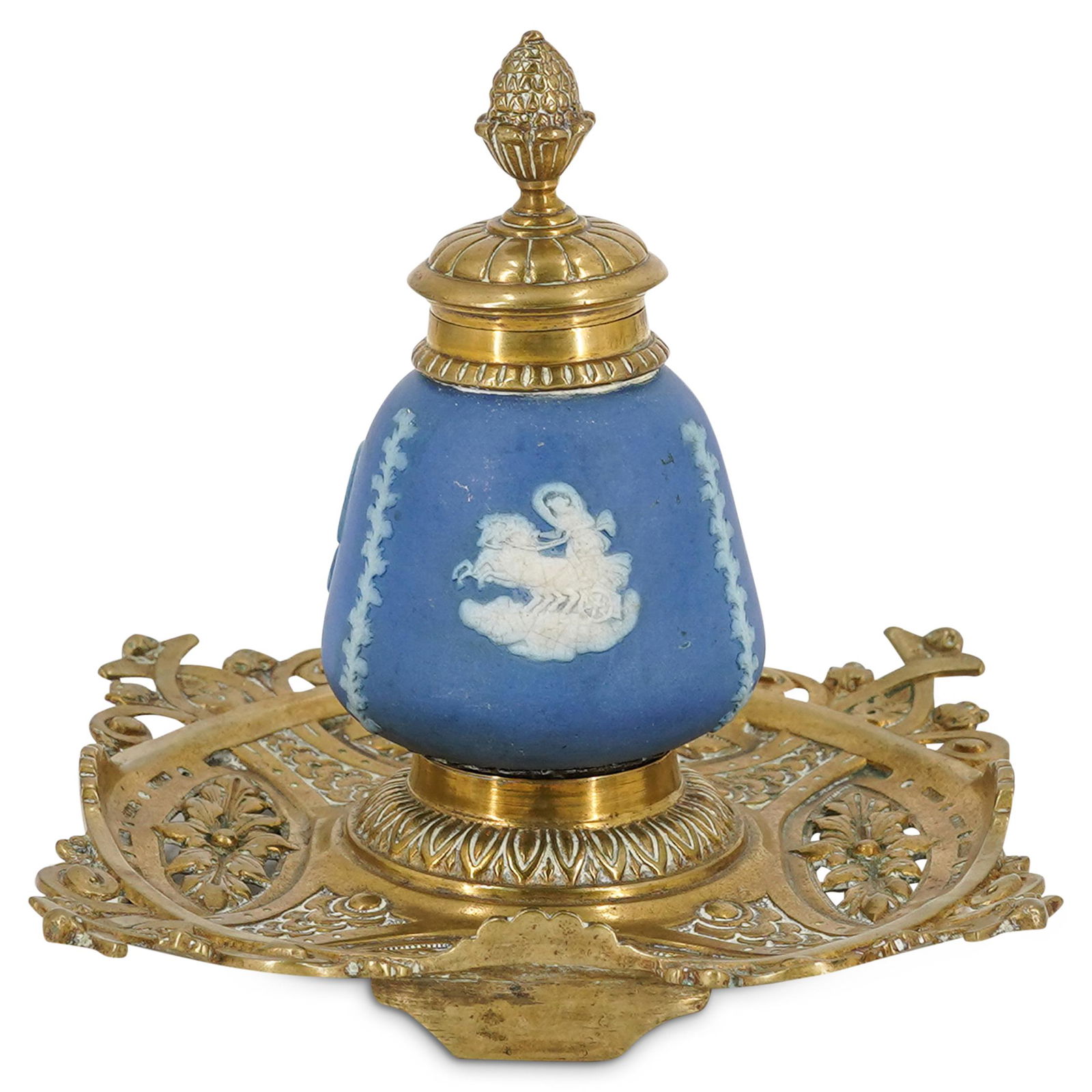 19th Century Wedgwood Porcelain And Brass Inkwell (1 of 6)