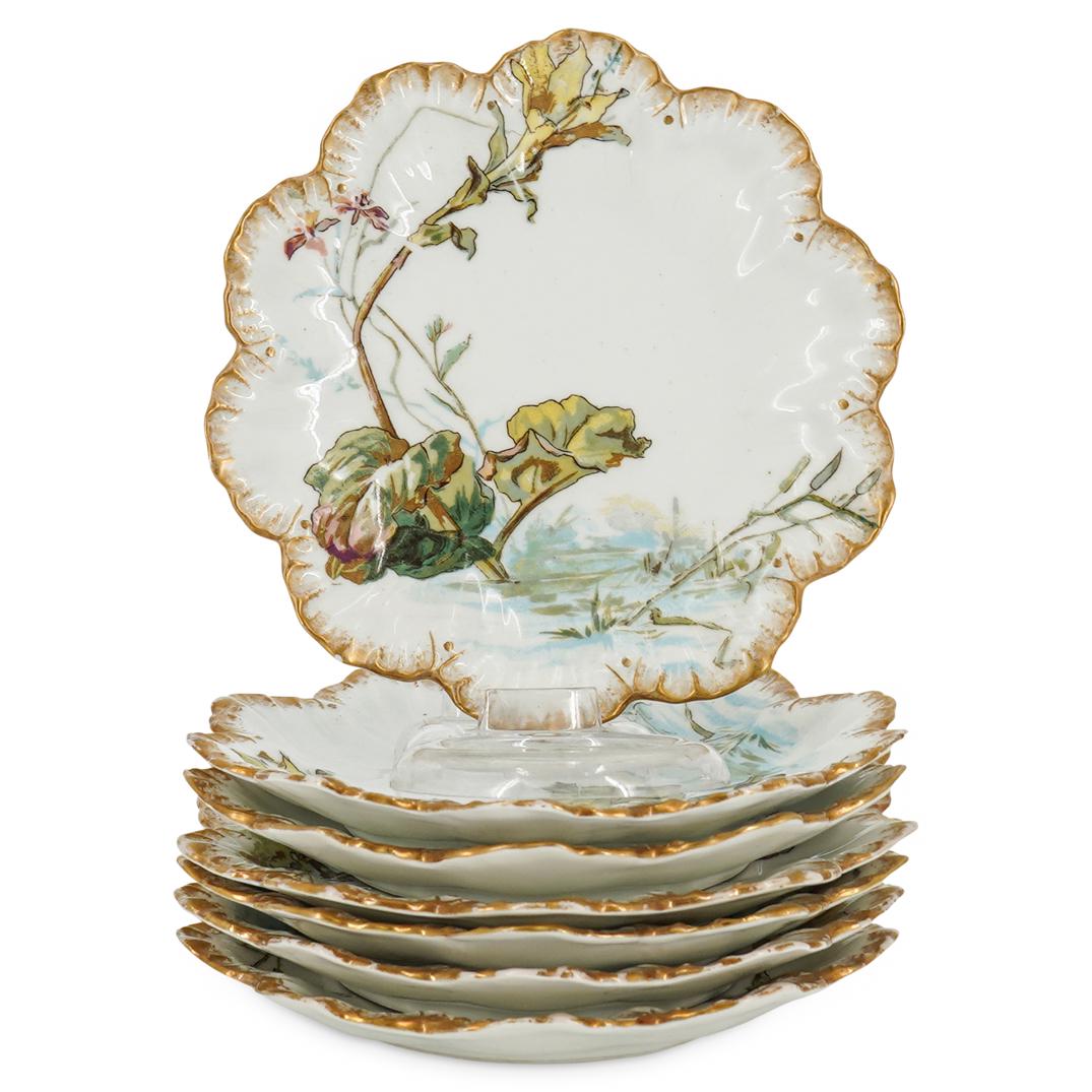 (7 Pc) Limoges O. Gutherz porcelain dessert plates set (1 of 5)