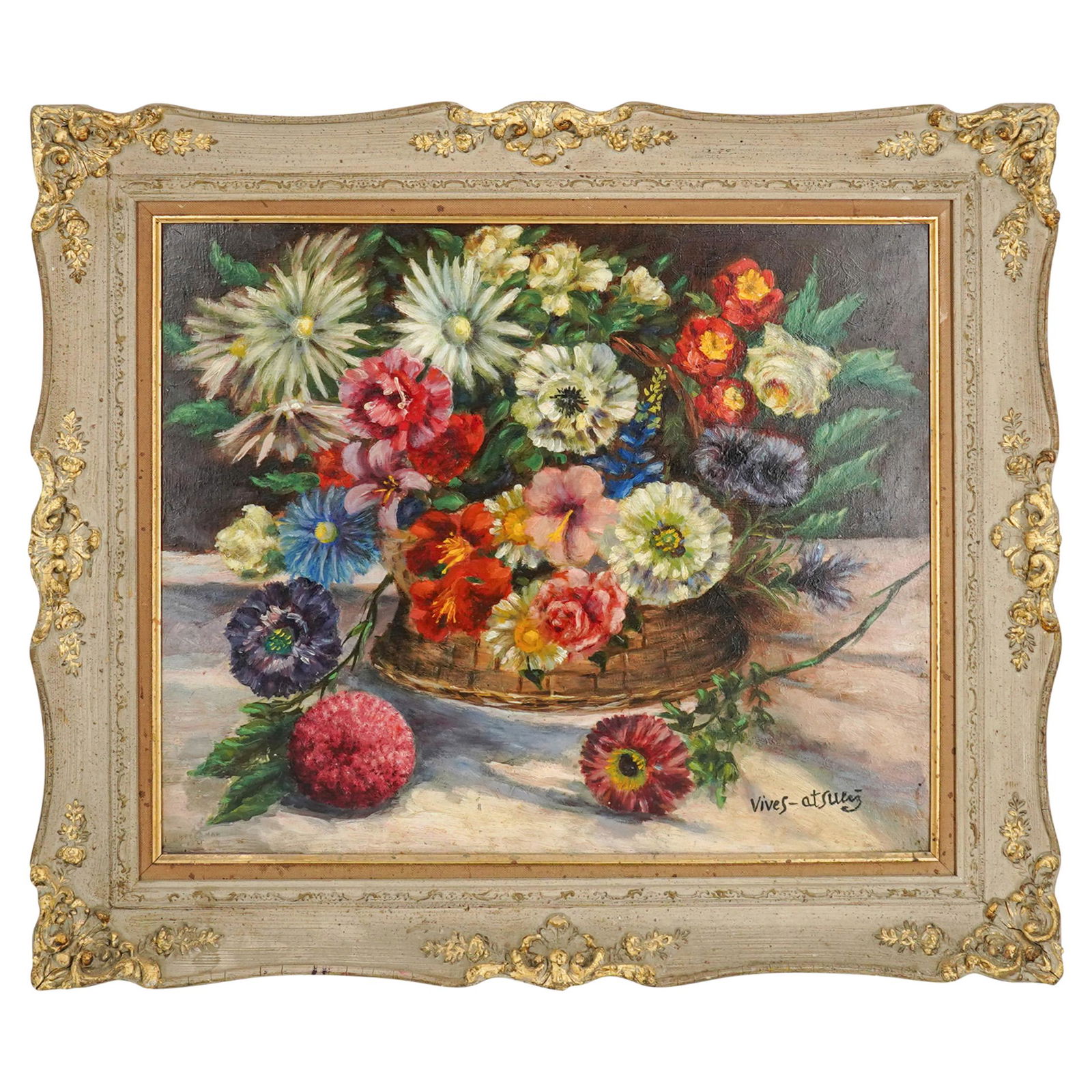 Jose Vives-Atsara (1919-2004) "Flowers" Oil On Board (1 of 7)