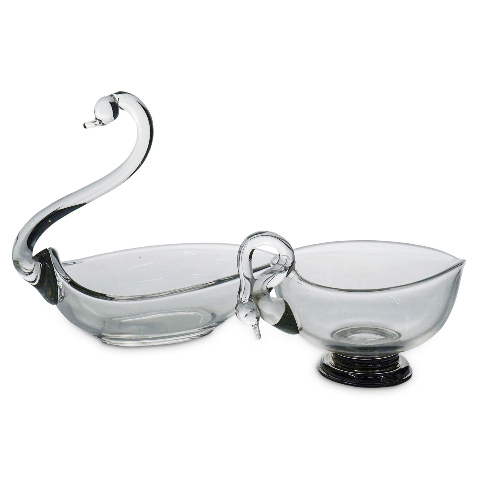 (2 Pc) Sterling Silver & Glass Mid Century Swan Set (1 of 7)