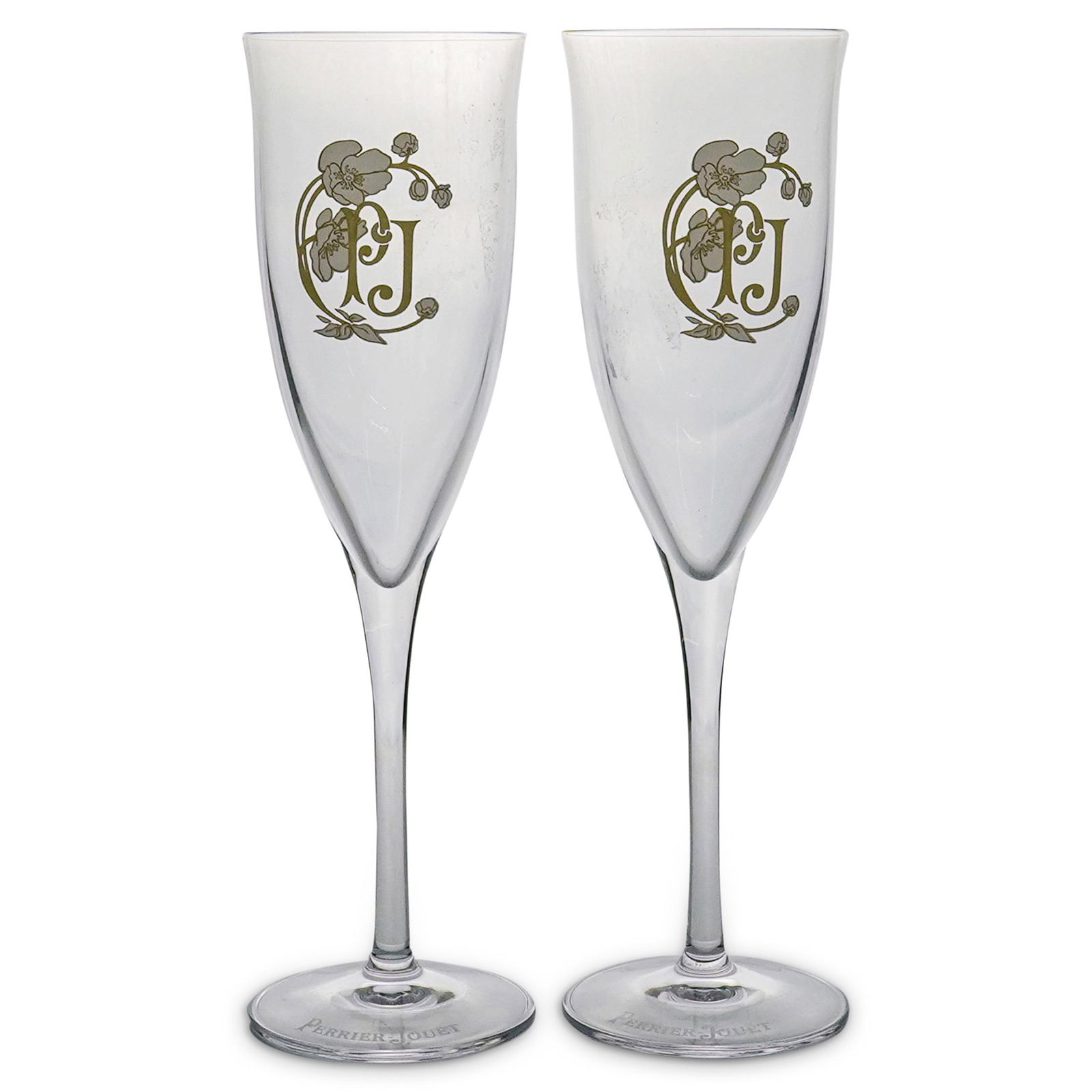 (2 Pc) Perrier Jouet Emile Galle Crystal Champagne (1 of 6)
