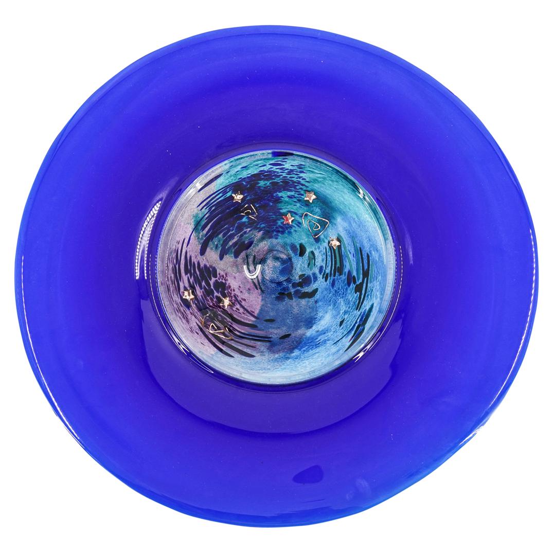 Signed Cobalt Blue Art Glass Large Decorative Plate (1 of 6)