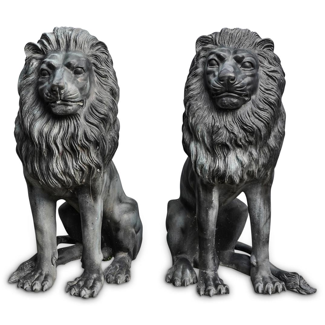 Pair of Bronze Guardian Lion Statues (1 of 11)