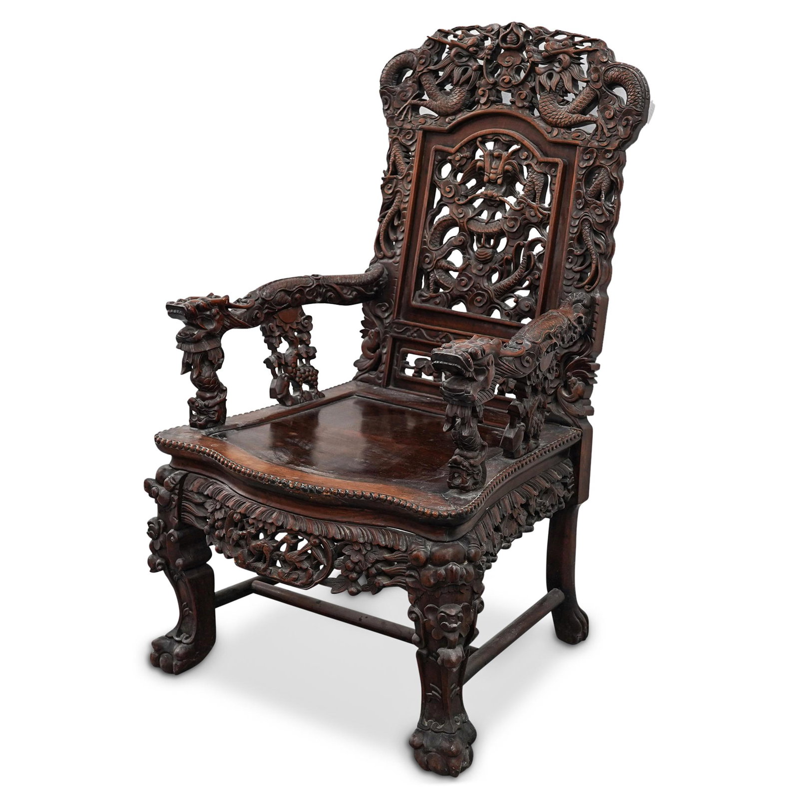 Chinese Carved Wood Dragon Throne (1 of 11)