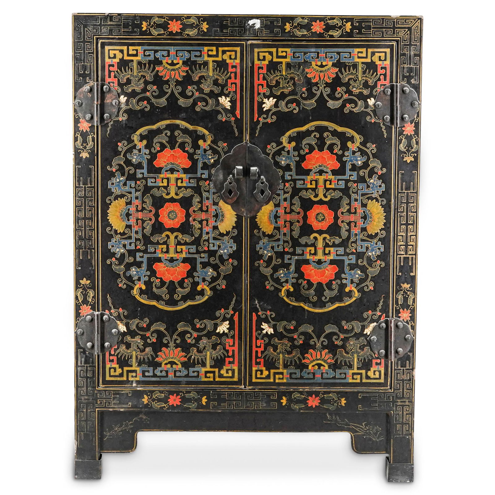 Chinese Polychrome Lacquered Cabinet (1 of 11)