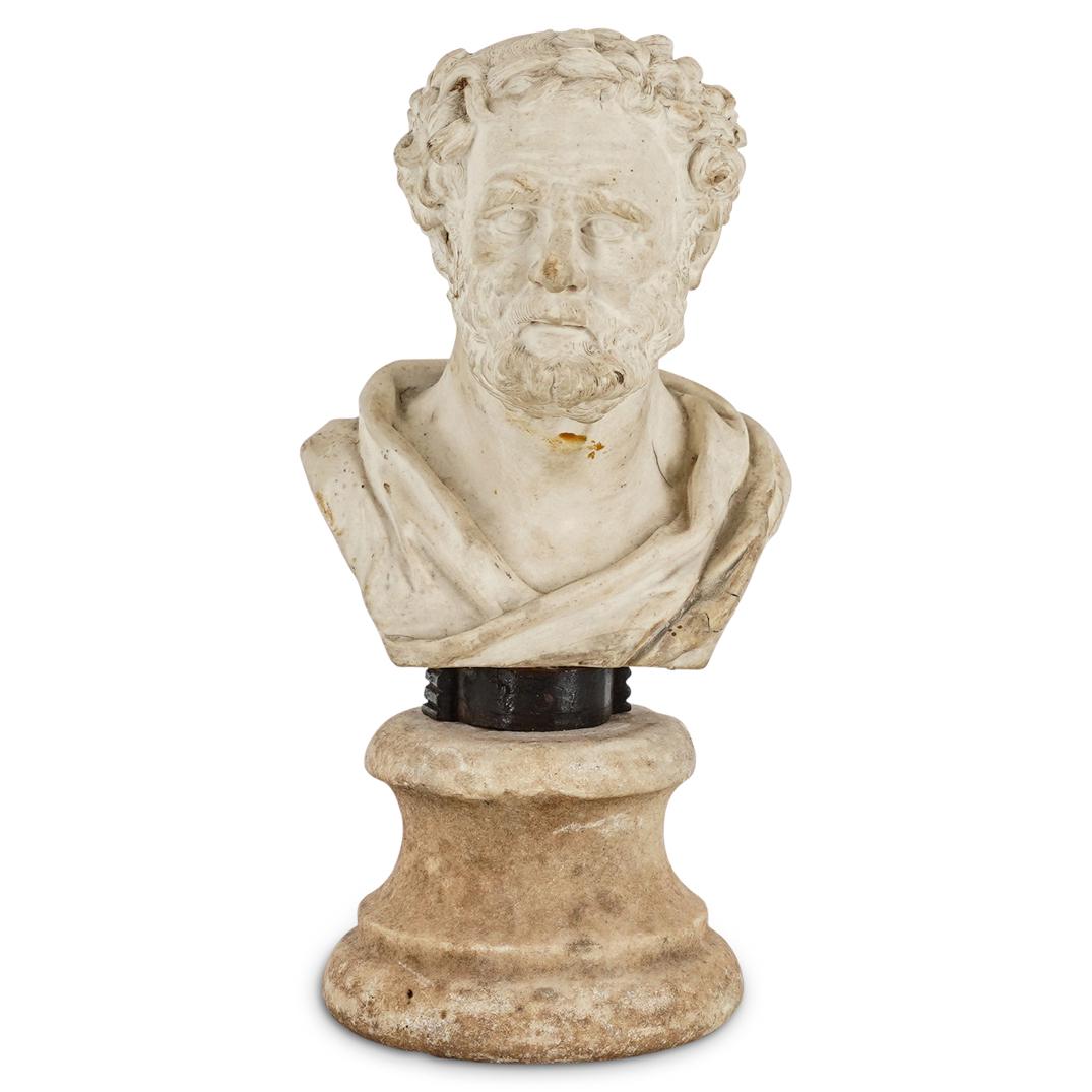 Antique Greco Roman Bisque Male Bust Sculpture (1 of 7)