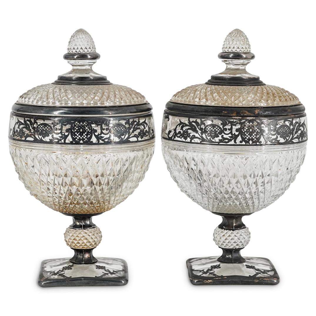 Cambridge Glass Sterling Overlaid Crystal Lidded Bowls (1 of 8)