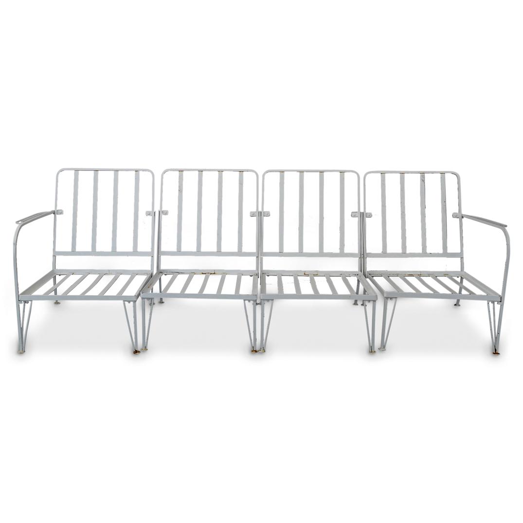 (4Pc) Mid Century Wrought Iron Outdoor Sofa Set (1 of 9)