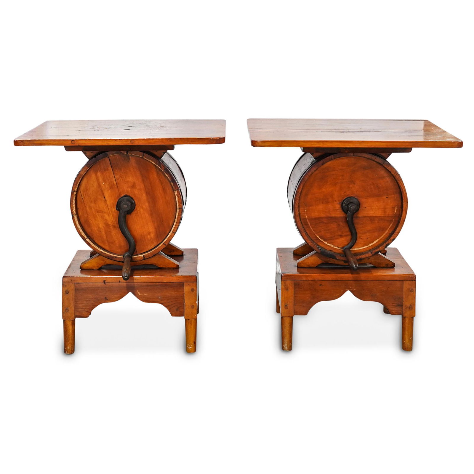 (2 Pc) Wooden Butter Churn Side Tables (1 of 8)