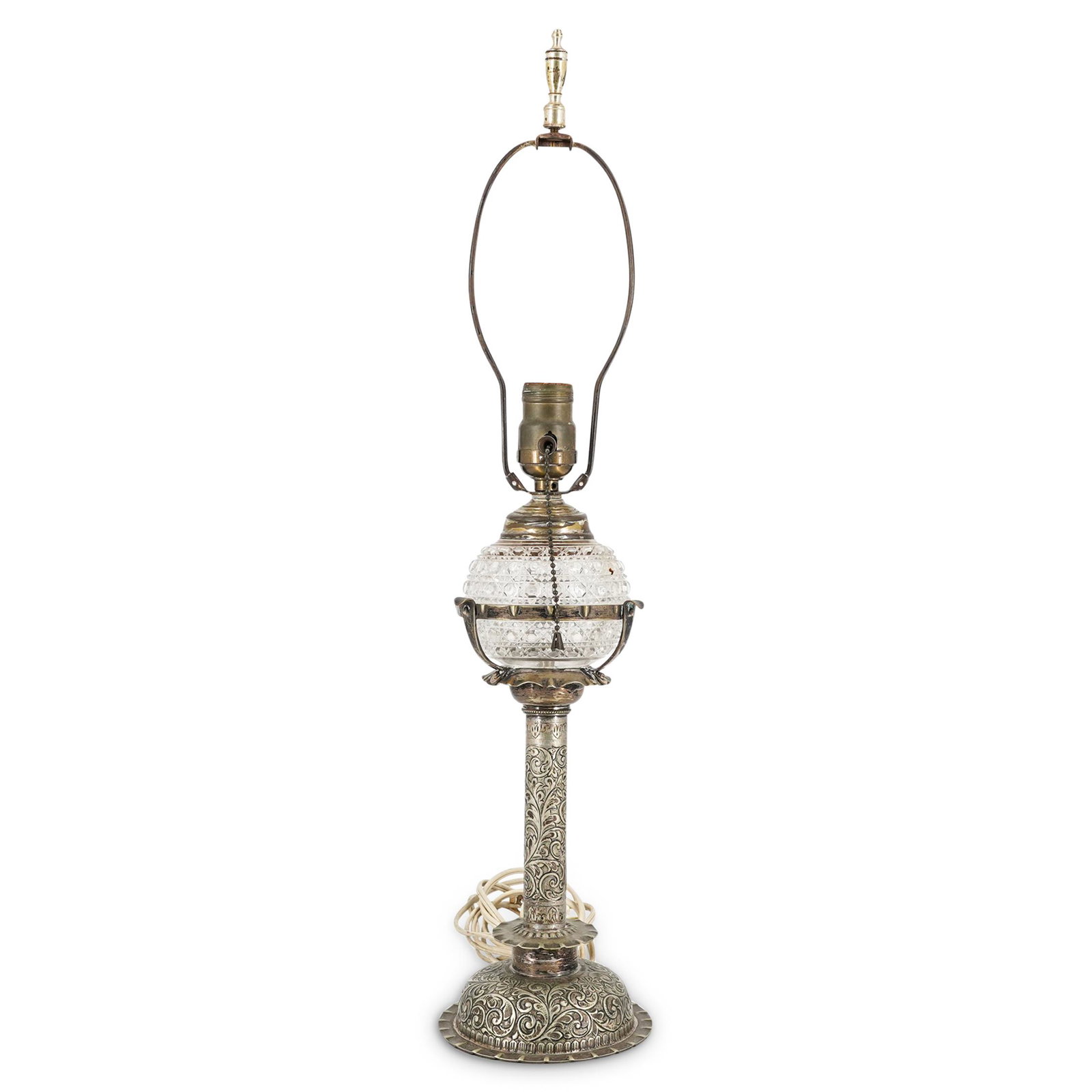 Antique Silverplate & Cut Crystal Table Lamp (1 of 4)