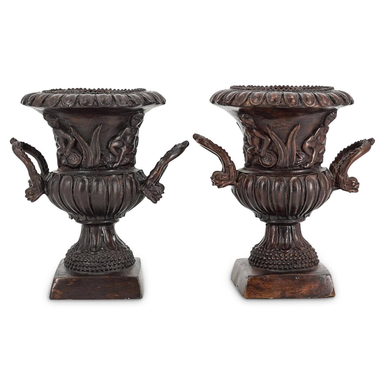 (2 Pc) Pair Of Bronze Urns (1 of 6)