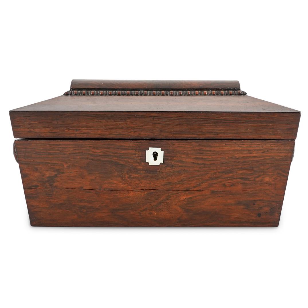 Antique Quality Wood Tea Caddy Box (1 of 8)