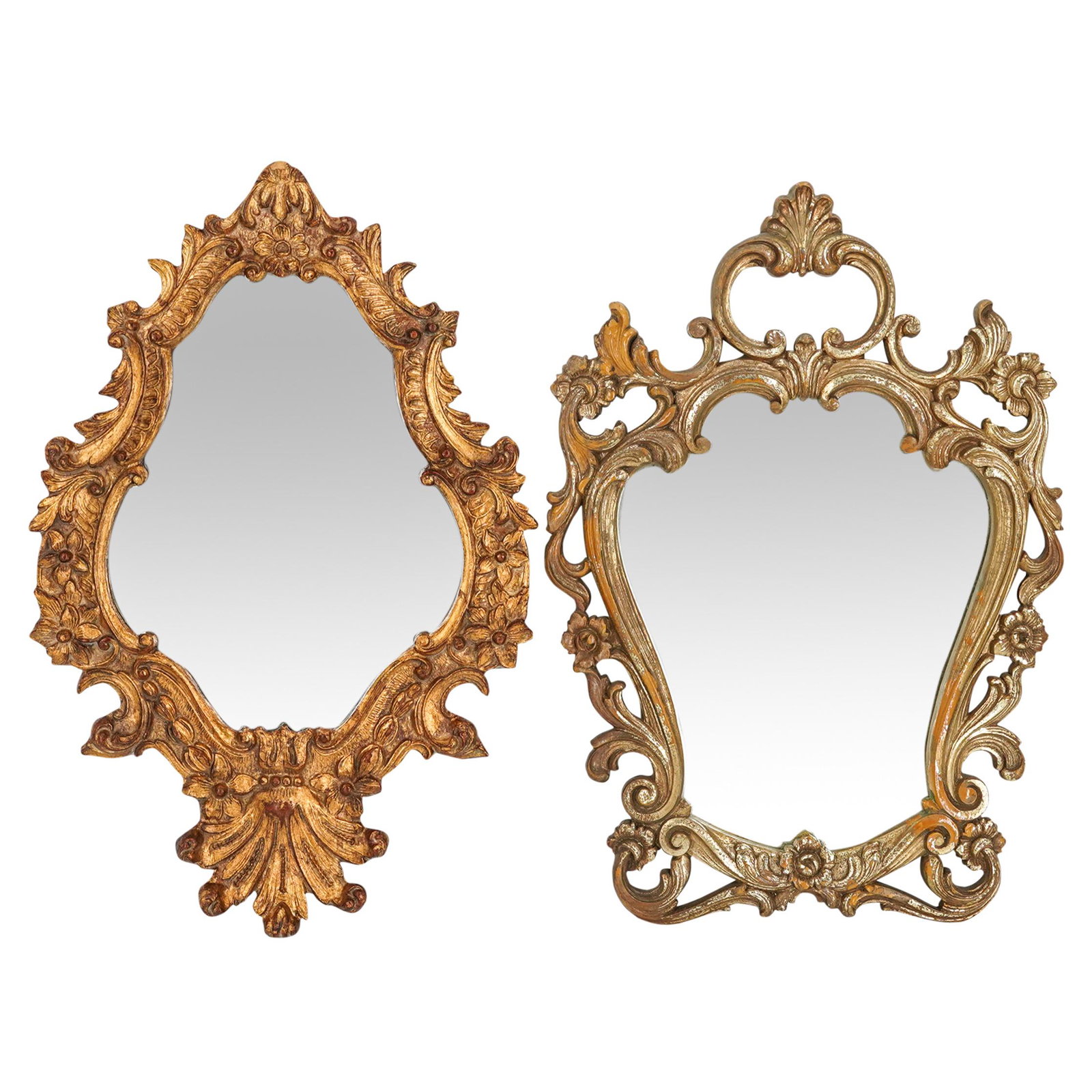 (2 Pc) Wall Mirrors In Wooden Frames (1 of 9)