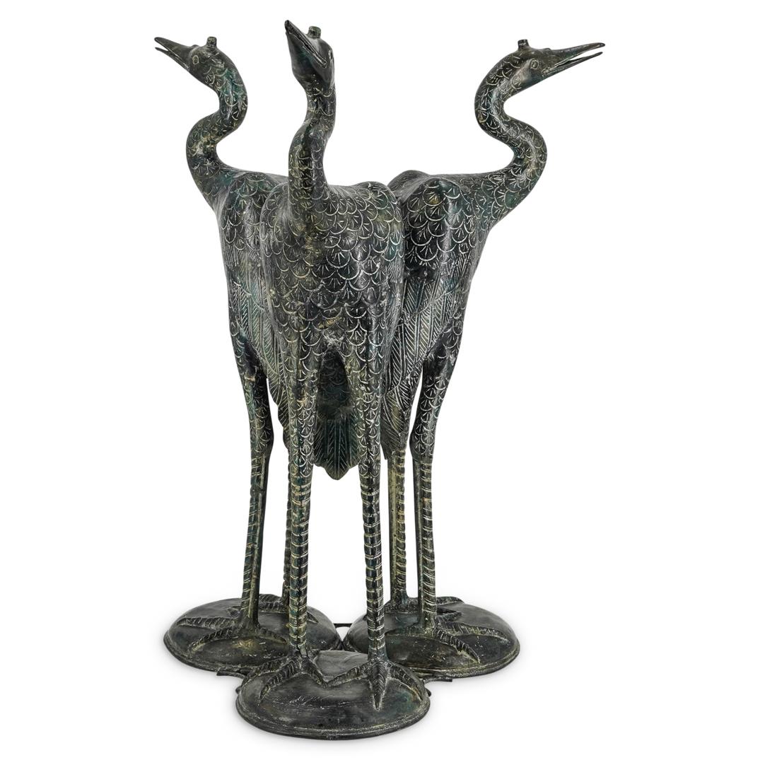 Cranes Birds Sculpture Cast Metal Table Base (1 of 8)