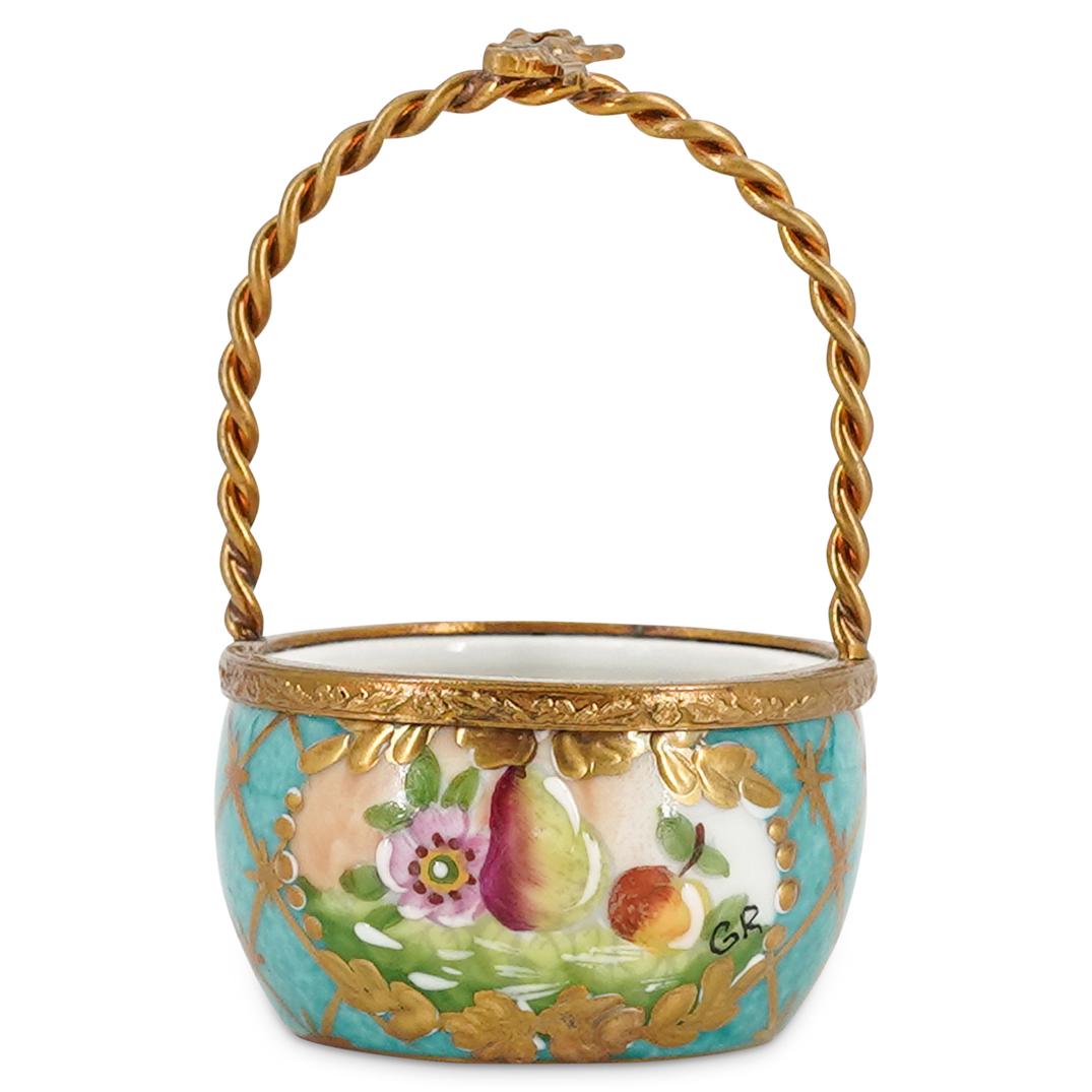 Limoges Porcelain Fruit Basket Trinket Box (1 of 4)