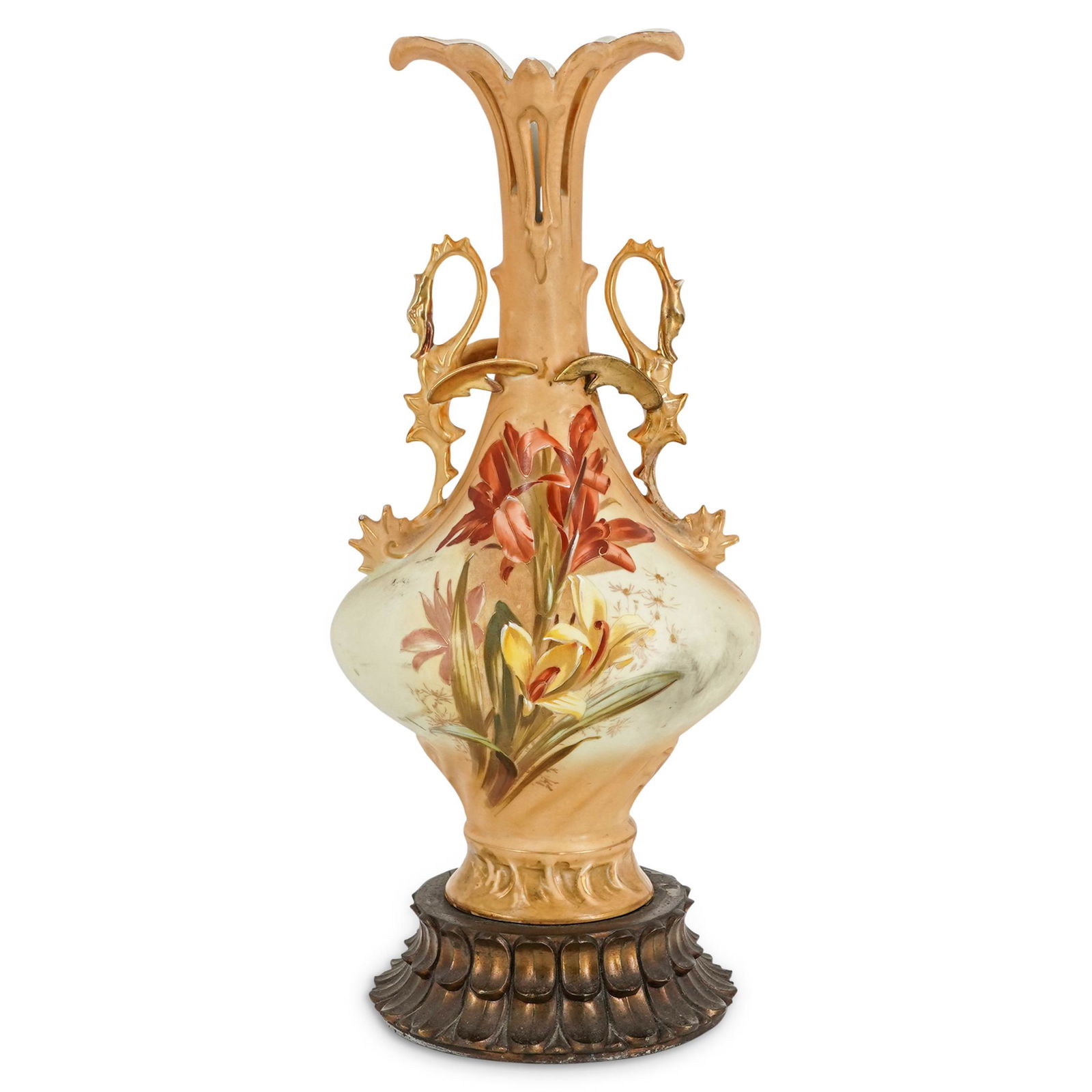 Dragon Handled Turn Teplitz Bohemia Porcelain Vase (1 of 7)