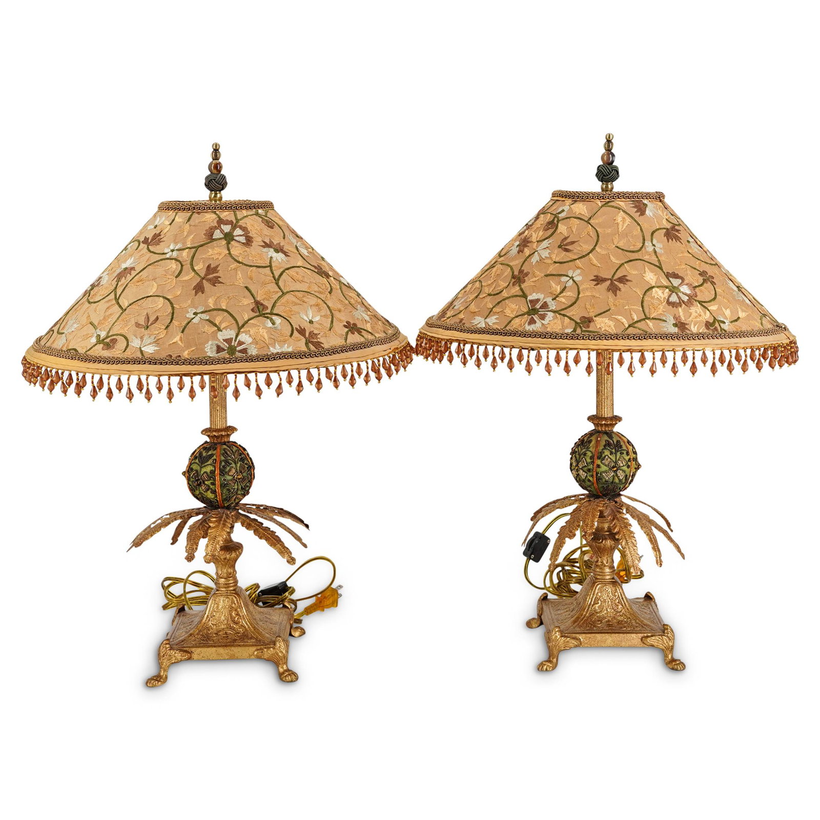 (2 Pc) Frederick Cooper Gilt Metal Table Lamps (1 of 8)