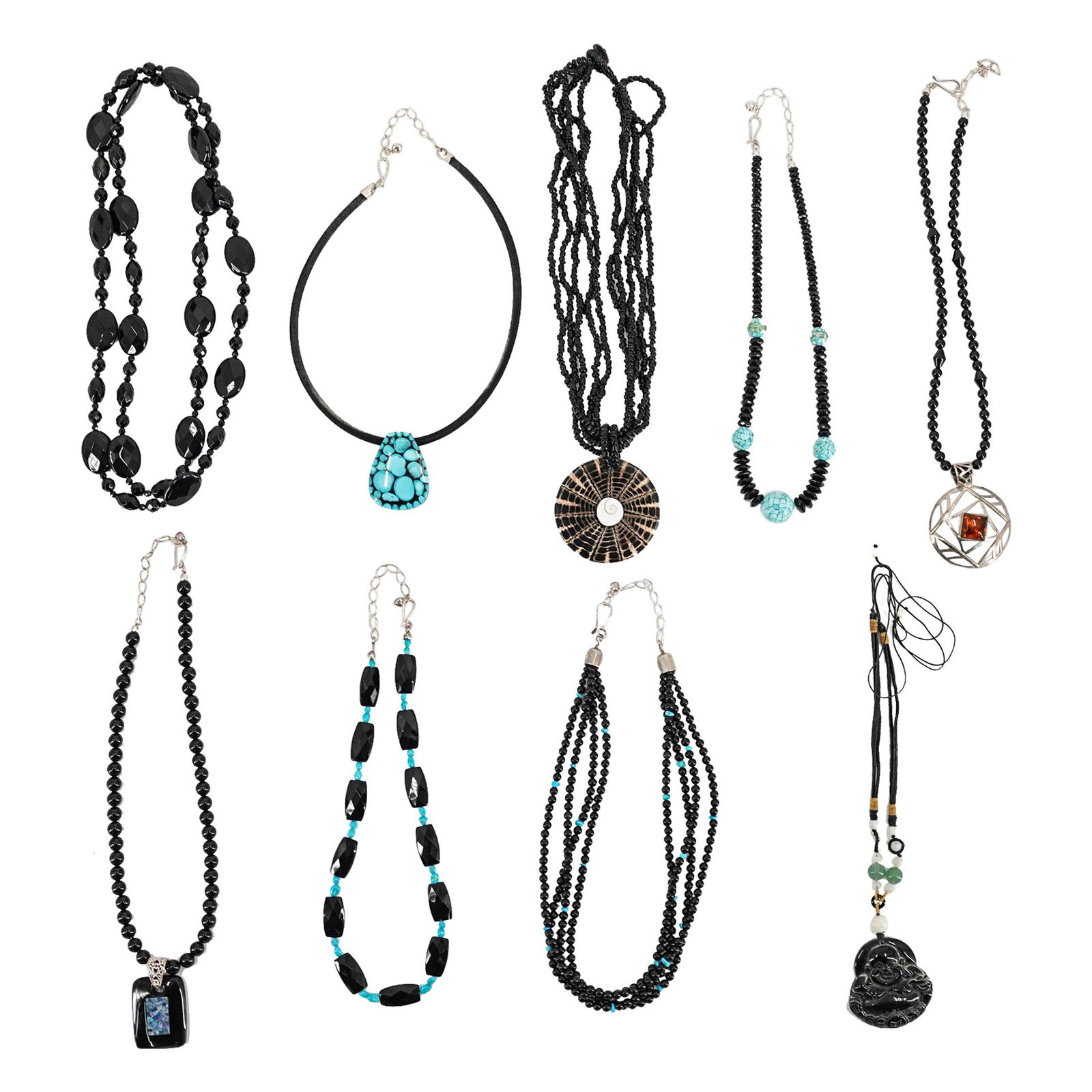 (9 Pc) Misc. Lot Of .925 Sterling & Black Onyx (1 of 17)