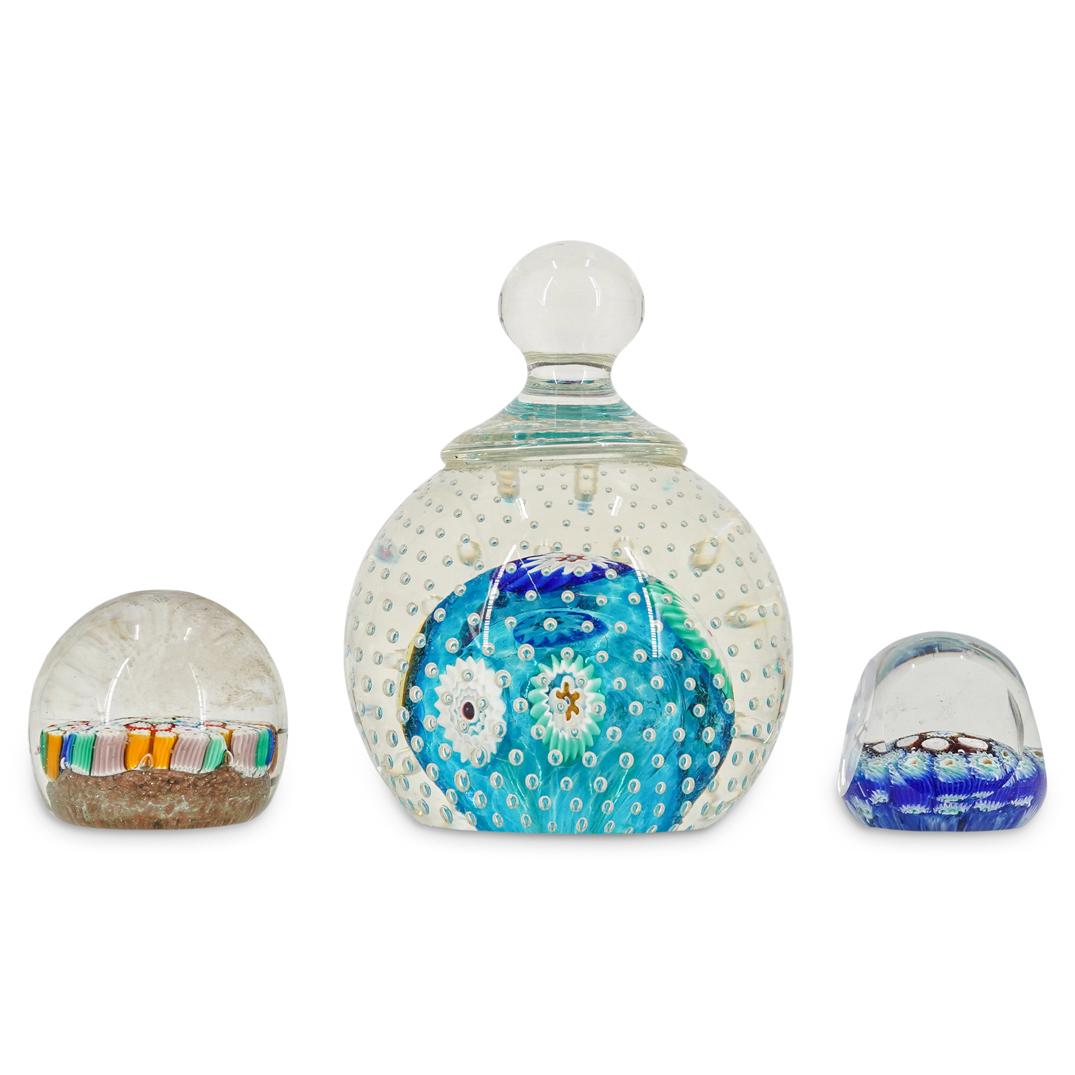 (3 Pc) Murano Millefiori Art Glass (1 of 9)