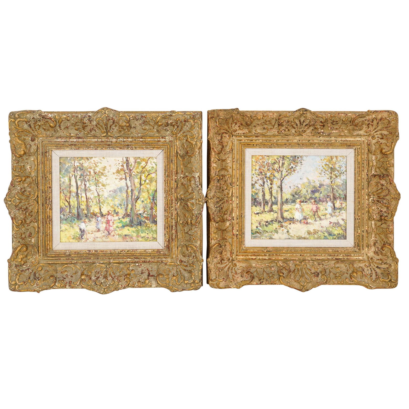 Pair of Expressionist Oil on Board Painting (1 of 10)