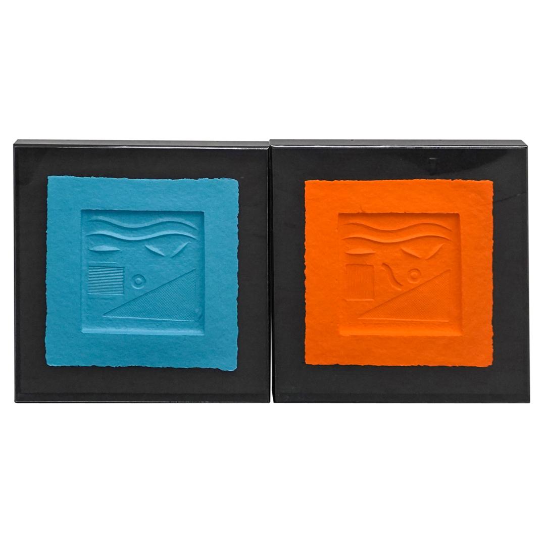 (2 Pc) Neil Loeb (b. 1950) Signed Mixed Media Abstract (1 of 5)