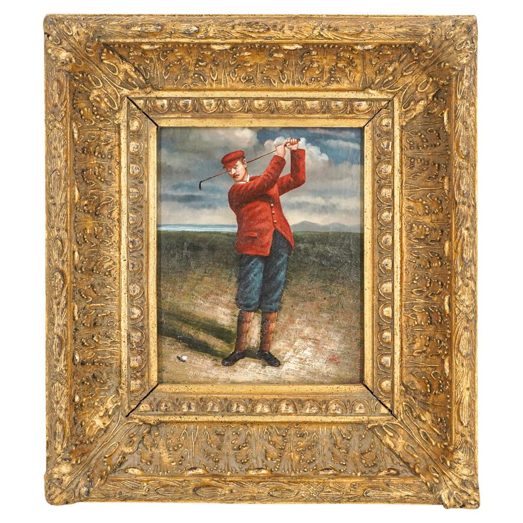 Charles A.Tully Antique Oil Painting Of A Golf Scene (1 of 8)