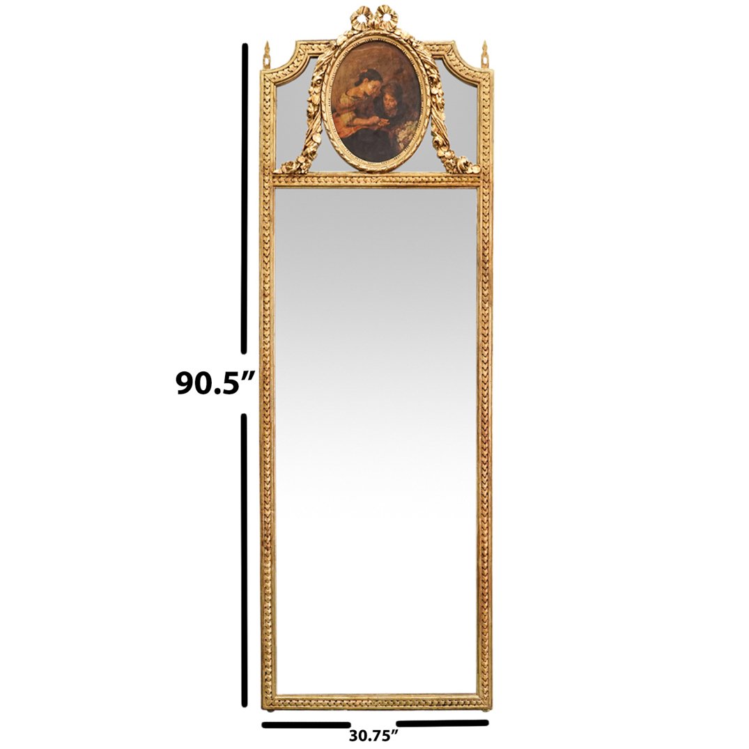 French Gilt Hallway Mirror With Portrait (1 of 7)