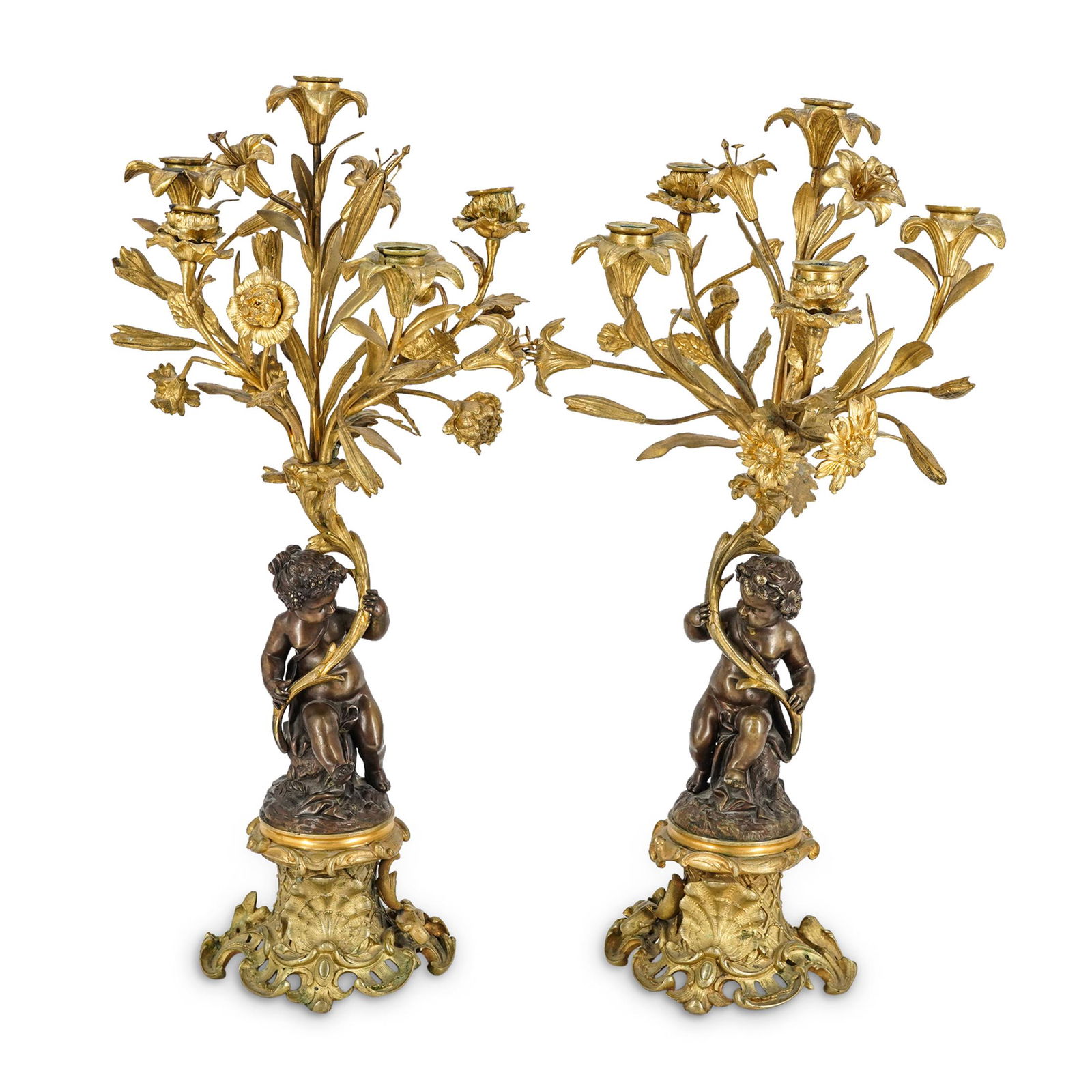 Pair of French 19th Century Bronze Candelabras (1 of 8)