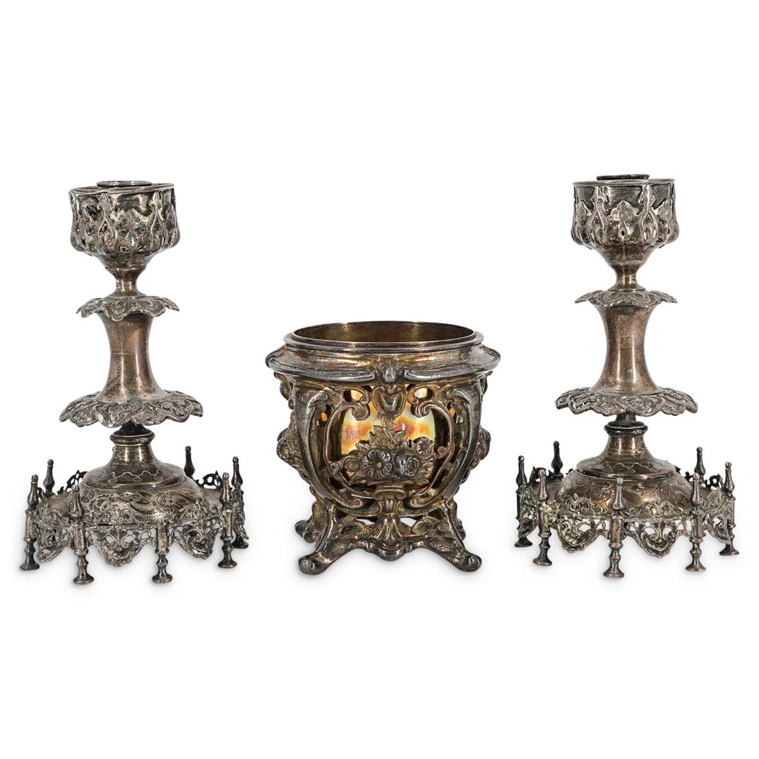 (3Pc) Antique Ottoman Silver Set (1 of 10)