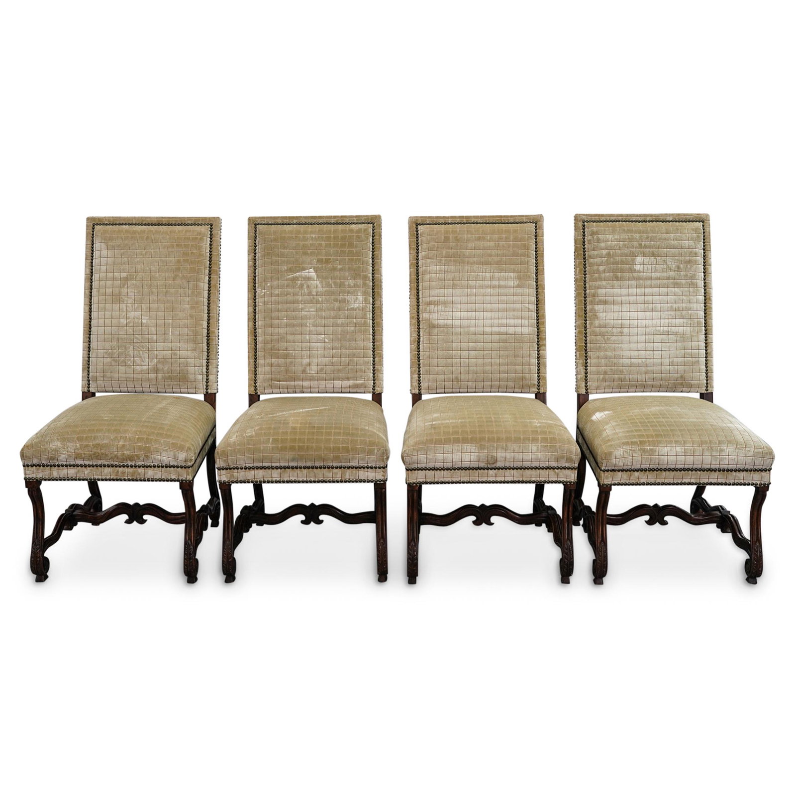 (4 Pc) Versace Mansion Devore Velvet Chairs (1 of 9)